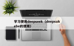 学习使用deepseek（deepsukebe的使用）